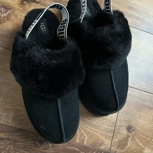 UGG Women's Black Fur Slippers